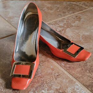 ROGER VIVIER Orange Patent Leather  Heels Eur. 40.5